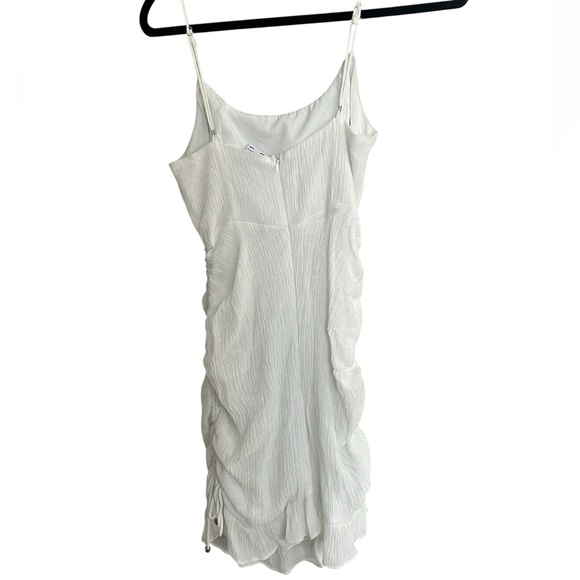 Selfie Leslie Whote Sz S Spaghetti strap fitted midi dress cinch sides - Picture 2 of 7